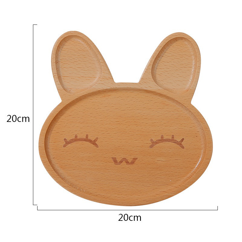 Khay gỗ hình thỏ, heo decor đồ ăn dặm cho bé size 20cm
