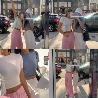 [P239765] Áo Croptop BLACKUP Basic Round Crop Sleeve Tee