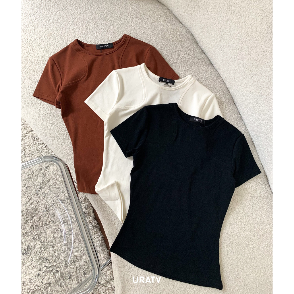 Áo ngắn tay dáng thường ôm body mix ba lỗ URATV