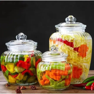 Combo 3 lọ thuỷ tinh sọc đủ kích cỡ 650ml, 1250ml, 2200ml đựng gia vị, muối dưa cà, đựng đồ khô