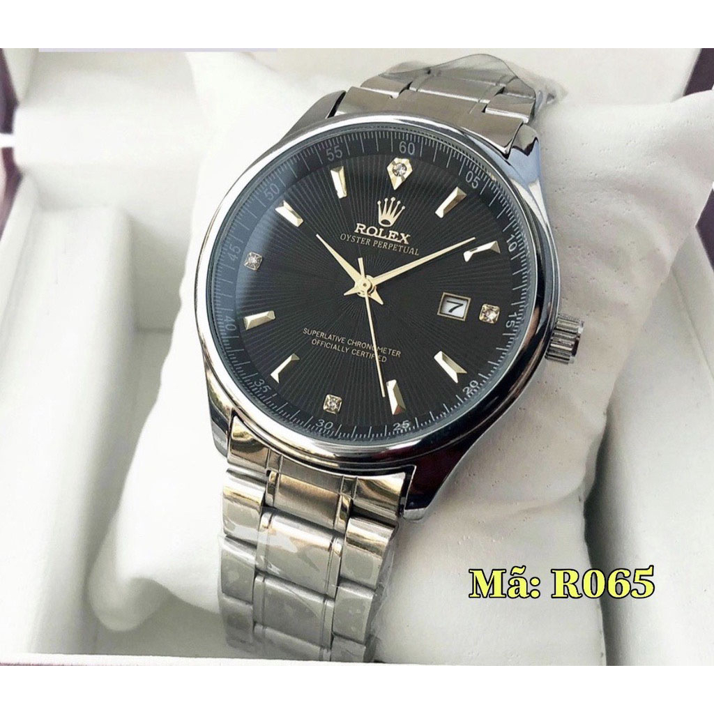 Đồng hồ nam RO dây kim loại thép chống gỉ mặt tròn size 40 tặng vòng tay tỳ hưu may mắn
