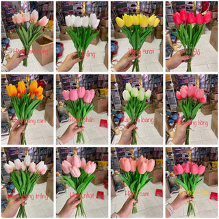 10 bông hoa tuy líp sáp trang trí