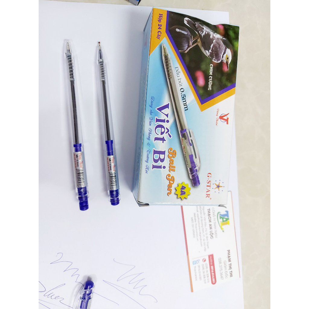 1 hộp - 24 cây Bút bi Gstar ngòi 0.5mm viết trơn mực đều nét chữ đẹp