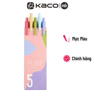 Bộ 5 bút gel KACO PURE loại Morandi 2 mực nhiều màu (hàng chính hãng)