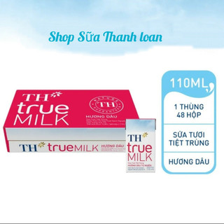 [HSD T10-2024] Thùng 48 Hộp Sữa tươi tiệt trùng TH true MILK HƯƠNG DÂU 110ml.