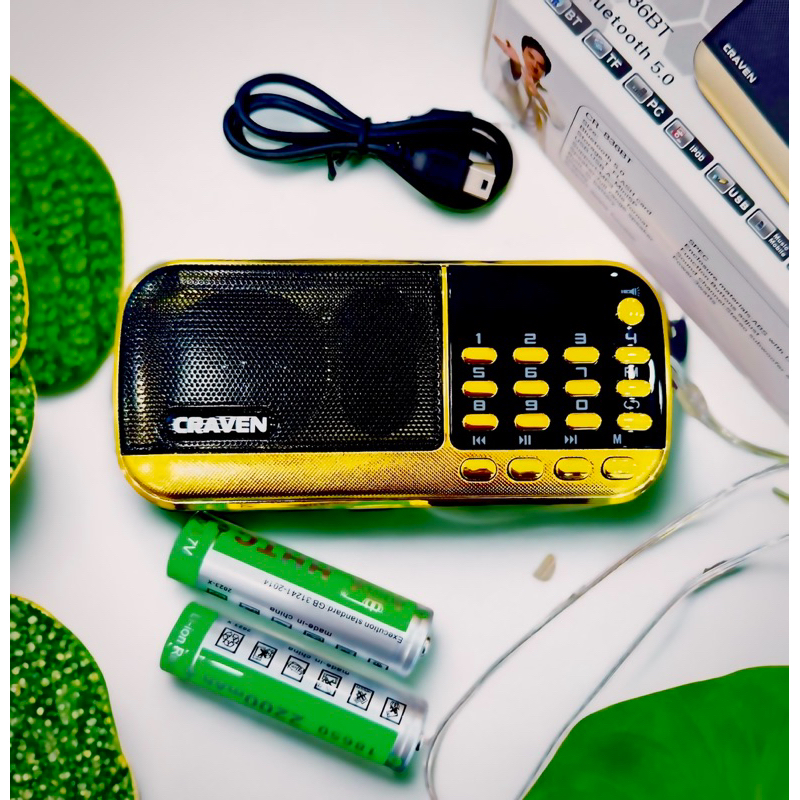 Loa Nghe Nhạc Mini Craven CR-836S, 836S Nghe Nhạc Thẻ Nhớ, USB, FM Có Đèn PIN, Jack Cắm Tai Nghe