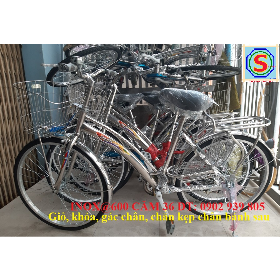XE ĐẠP INOX BÁNH @600 PHÙ HỢP 1M45 ĐẾN 1M6 DÙNG CHO XE ĐẠP TỪ THIỆN