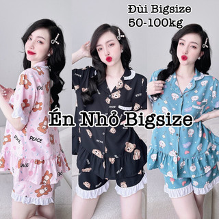 Đồ bộ pijama đùi bigsize mặc nhà xinh đẹp lụa cao cấp giá rẻ 50-100kg