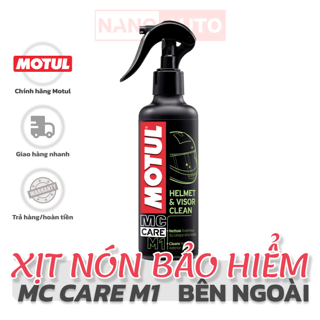 Xịt nón bảo hiểm MOTUL M1 HELMET and VISOR CLEAN 250ml, vệ sinh bên ngoài mũ