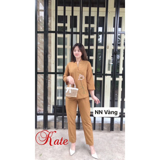 #Đồ Lam Đi Chùa _Mẫu nút ngọc ( vãi katê ko co giãn thêu sen )