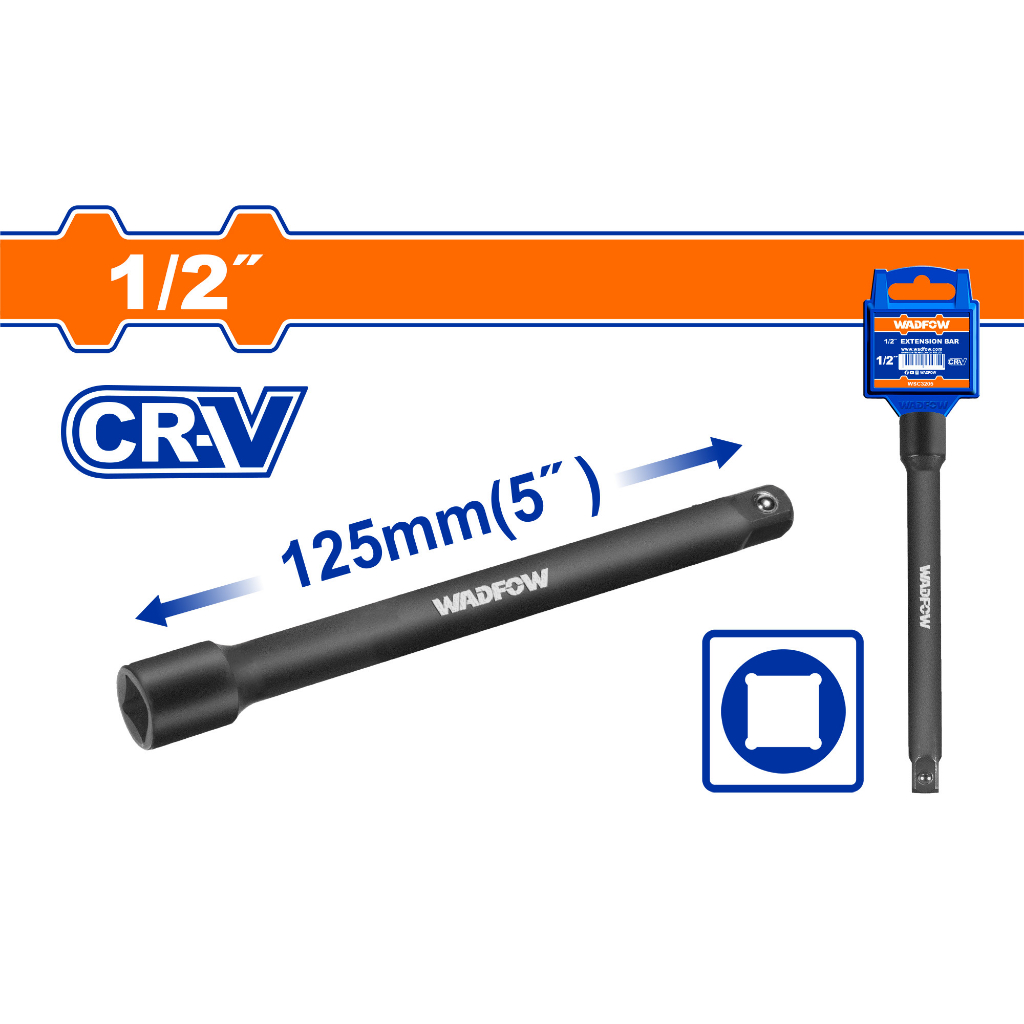 Cần nối dài chuyển đầu tuýp 1/2" 125mm và 250mm Wadfow chất liệu thép đen (Cr-V) WMS5205