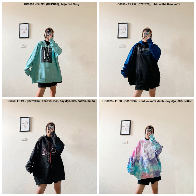 Hoodie oversize second hand nỉ bông, form bồng, chất mới, nhập Mỹ, giá sale kèm quà tặng. (Ảnh thật) 300723-1