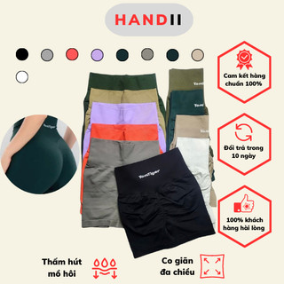 Quần đùi tập gym nữ Tomtiger Scrunch phiên bản logo sewing -- V1 co giãn 4 chiều"HANDII"