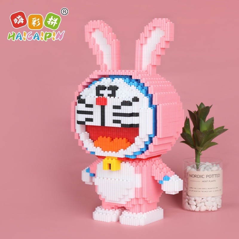 Mô hình lắp ráp  Doraemon Cosplay, Đồ chơi xếp hình Doraemon tặng kèm búa