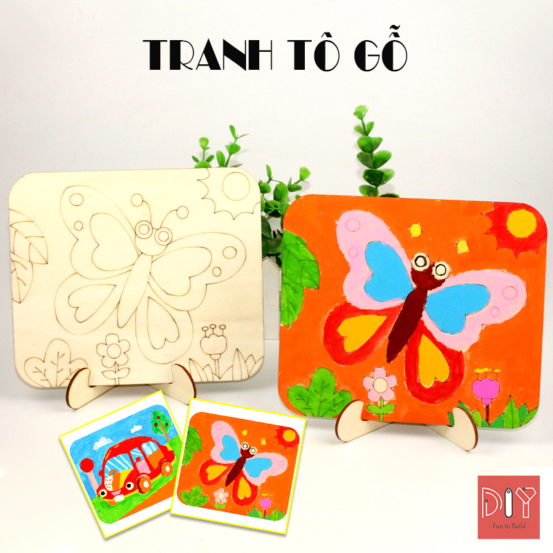 Tranh tô gỗ 15 x 17.5 cm có đế để bàn