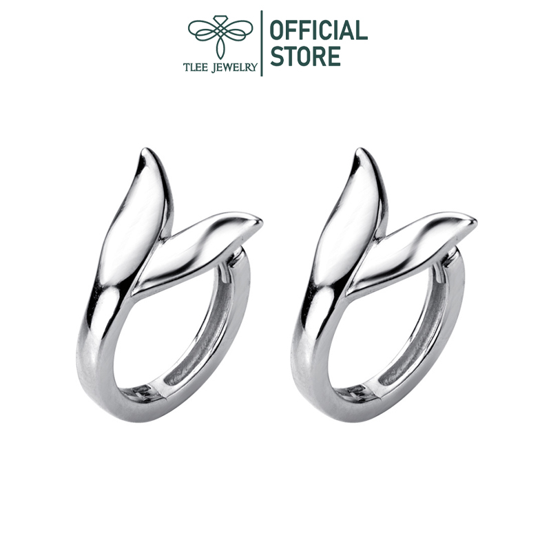 Khuyên tai bạc nữ TLEE, Bông tai tròn hình đuôi cá trơn cá tính TleeJewelry