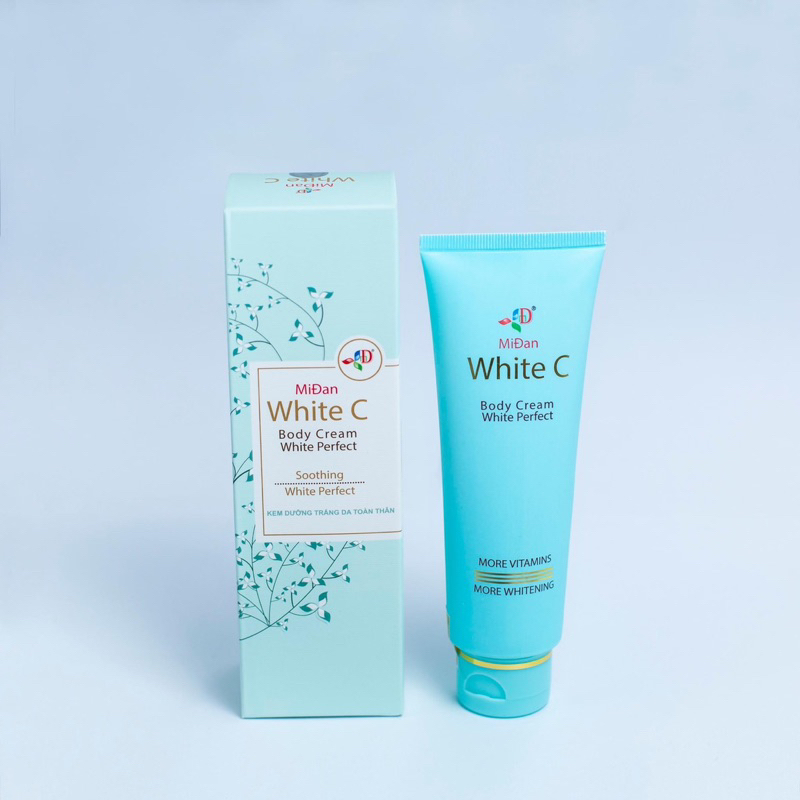 01 chai kem dưỡng trắng da body MiĐan White C body cream white perfect 90g