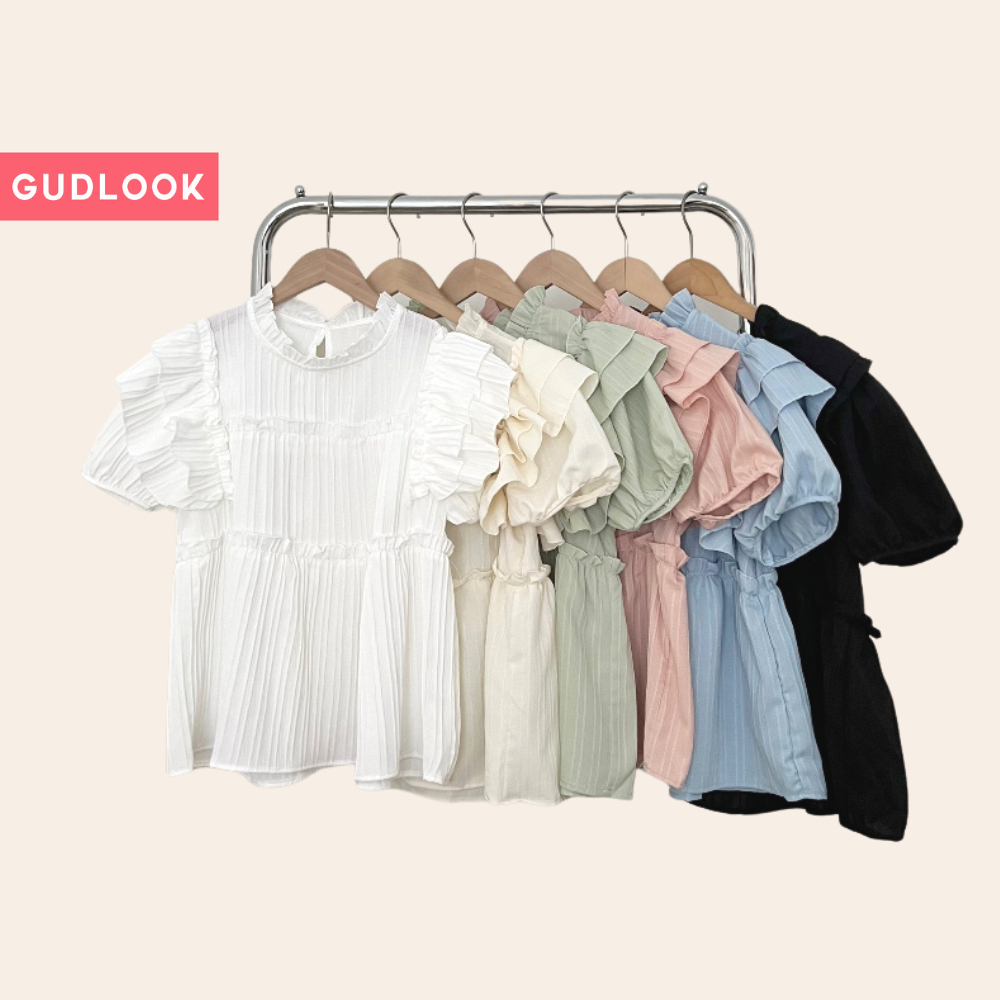 Áo Babydoll Cánh Tiên GUDLOOK Cổ Vai Bèo Thời Trang