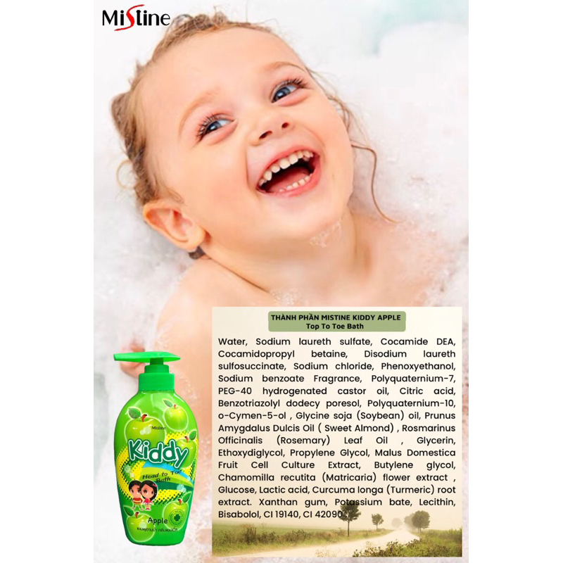 SỮA TẮM GỘI TOÀN THÂN TRẺ EM HƯƠNG TÁO MISTINE KIDDY HEAD TO TOE BATH APPLE - 400ml