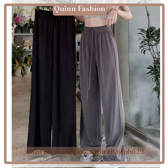 Quần nữ Quinn Fashion, quần dài ông xuông thụng 2 màu đen ghi hottrend chất vải mịn mát