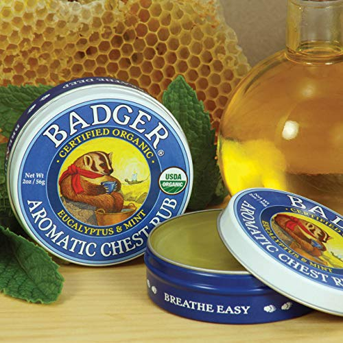 Sáp Dầu Ấm Ngực Giảm Ho Nghẹt Mũi Thành Phần Hữu Cơ An Toàn Lành Tính Cho Bé, Trẻ Sơ Sinh BADGER Organic Chest Rub Balm