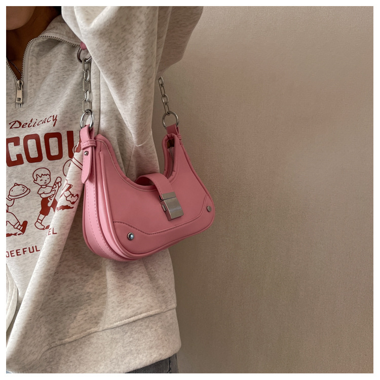 Túi đeo vai nữ túi xách dáng thuyền kẹp nách kèm dây đeo chéo khóa sập phối xích LK342