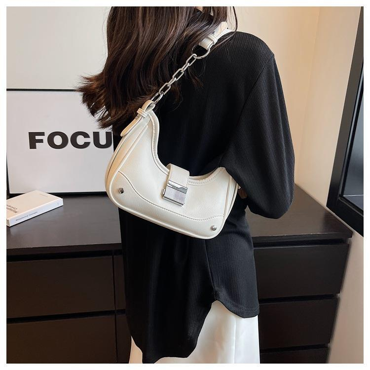 Túi đeo vai nữ túi xách dáng thuyền kẹp nách kèm dây đeo chéo khóa sập phối xích LK342