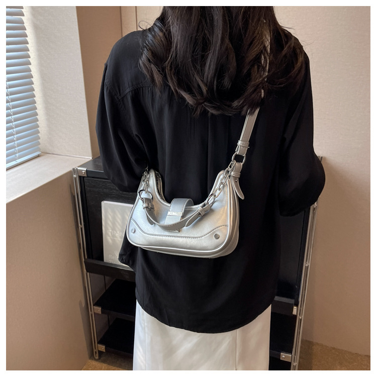 Túi đeo vai nữ túi xách dáng thuyền kẹp nách kèm dây đeo chéo khóa sập phối xích LK342