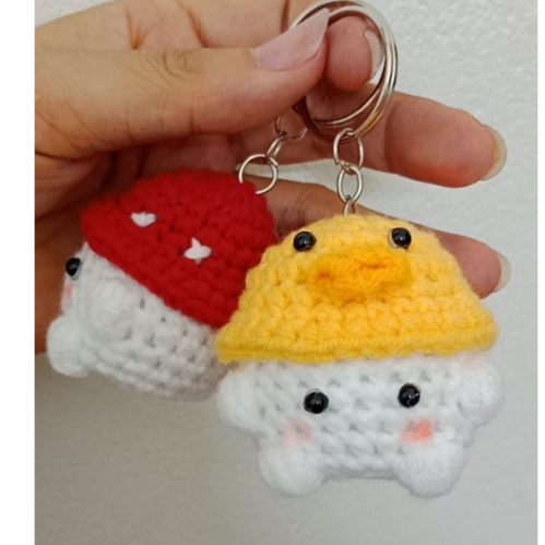 Móc khoá len vịt đội mũ ếch