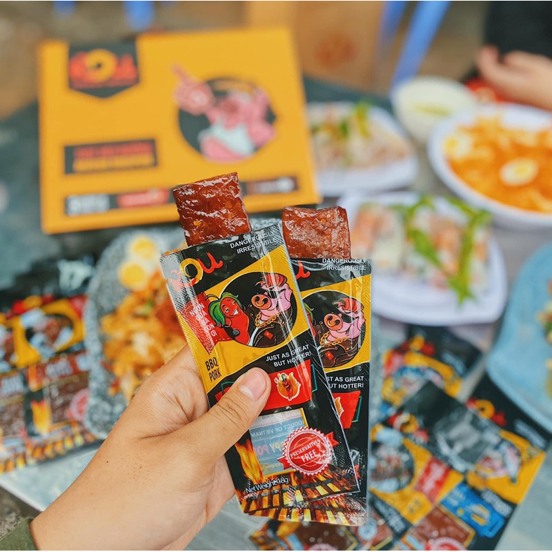 THỊT HEO NƯỚNG BAKKWA-mini-5 gói-mix Tiêu đen+Mật ong