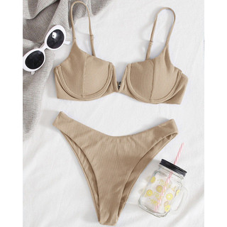 [3 MÀU] Bikini cúp ngực phối khoen V