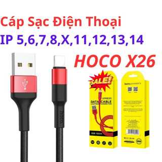 Cáp sạc Hoco X26 - Dài 1M- Cáp sạc nhanh dây dù chống rối đứt cho 6 6S 7 8 Plus X XS XS MAX 11 PRO MAX 12 13 14