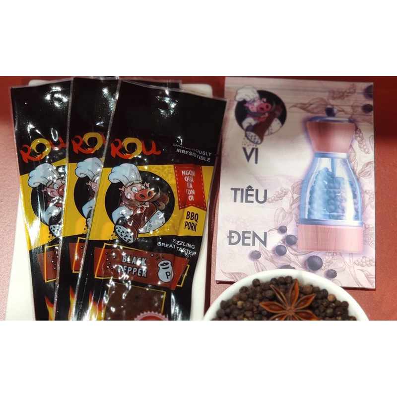 THỊT HEO NƯỚNG BAKKWA-mini-5 gói-mix Tiêu đen+Mật ong