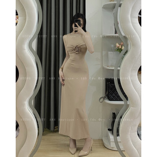 Váy body dài 3 lỗ hoa ngực đuôi cá