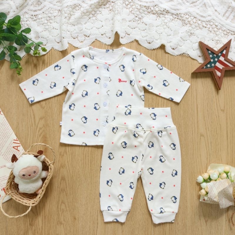 Bộ quần áo tay dài sơ sinh bé gái Bunny chất cotton Hàn cho bé 3-10kg