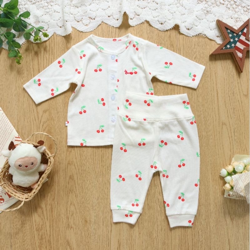 Bộ quần áo tay dài sơ sinh bé gái Bunny chất cotton Hàn cho bé 3-10kg