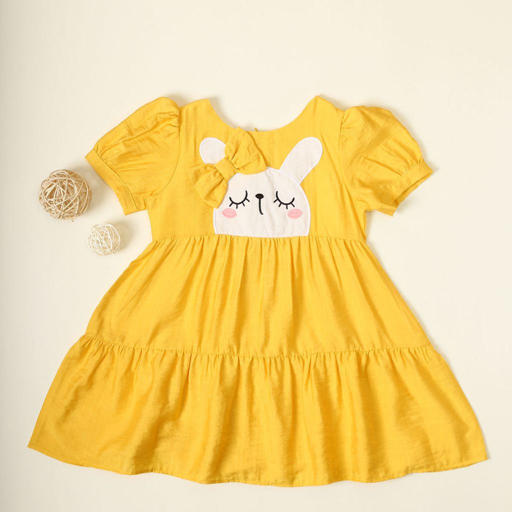 Đầm cho bé gái 8kg đến 40kg YOYOKIDS, chất liệu vải tơ Nhật thoáng mát thấm hút mồ hôi họa tiết chú thỏ đáng yêu cho bé