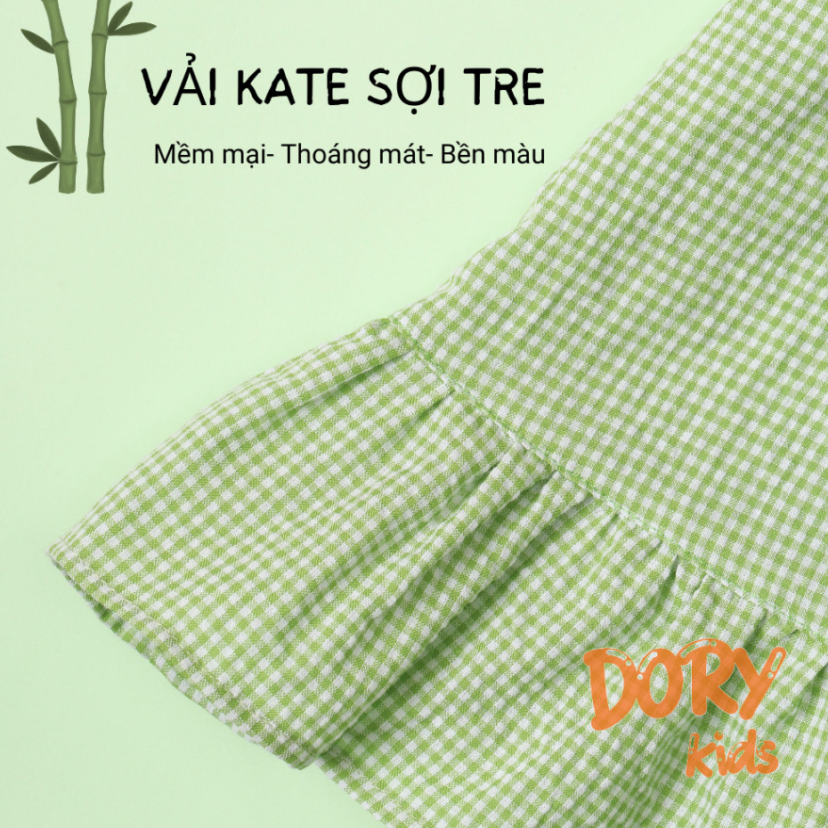 Váy cho bé gái 8kg đến 40kg YOYOKIDS, kiểu dáng babydoll sọc carô cổ V đính hai nơ nhỏ chất liệu cotton thấm hút mồ hôi