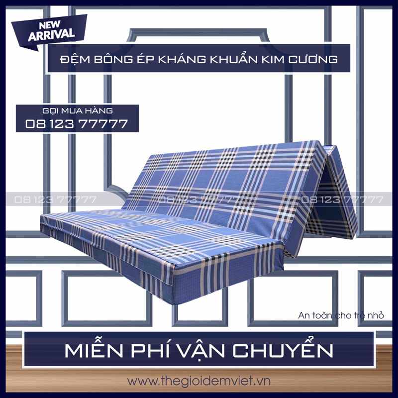 Đệm Bông Ép Kháng Khuẩn Kim Cương