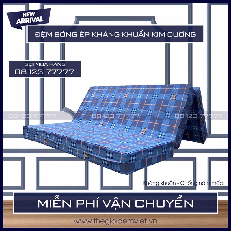 Đệm Bông Ép Kháng Khuẩn Kim Cương