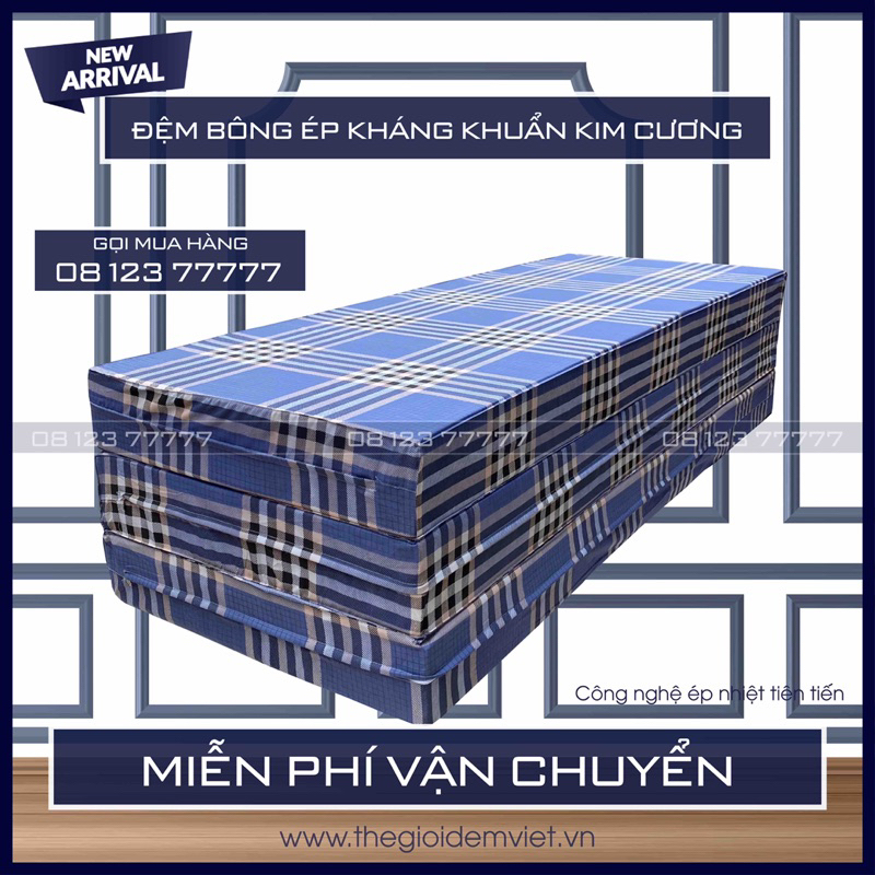 Đệm Bông Ép Kháng Khuẩn Kim Cương
