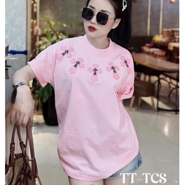 Áo thun nữ tay lỡ chất cotton khô 3158 ĐÍNH THÁNH GIÁ phong cách Hàn Quốc THUUNISEX M955