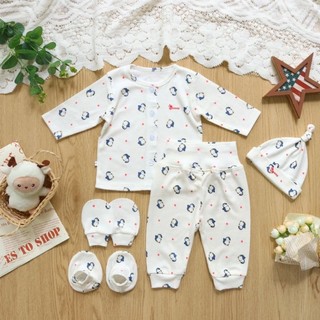 Bộ quần áo tay dài bé trai Bunny sơ sinh bao gồm nón vớ và bao tay