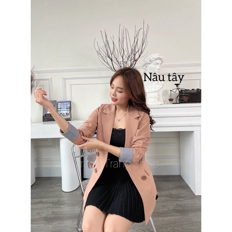 Áo vest dai dài  phối  sọc