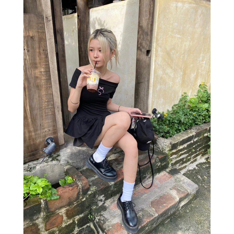 Váy Trễ Vai Nơ Thêu Nổi | Calla Dress -  Esmeé