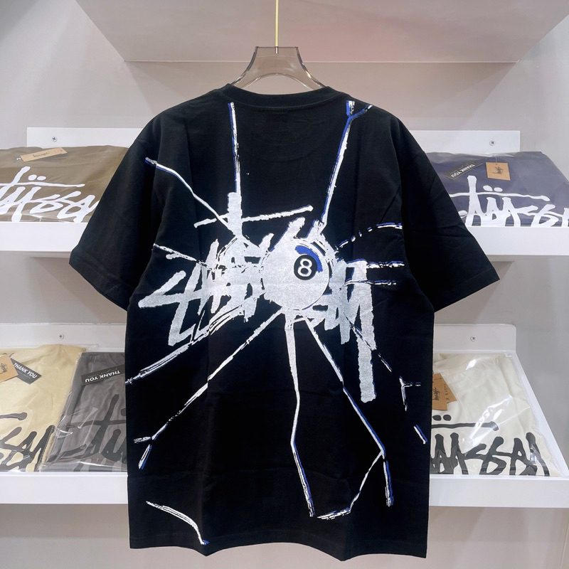 CHÍNH HÃNG - ÁO STUSSY SHATTERED T-SHIRT - ÁO THUN CỔ TRÒN TAY LỠ MÀU ĐEN