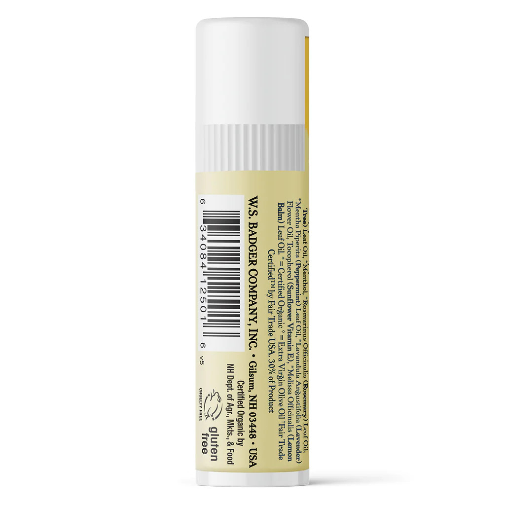 Son Dưỡng Hữu Cơ USDA Organic Dịu Môi Khô Nứt BADGER Tea Tree & Lemon Balm Herbal Lip Balm - Cocoa Butter An Toàn Mẹ Bầu