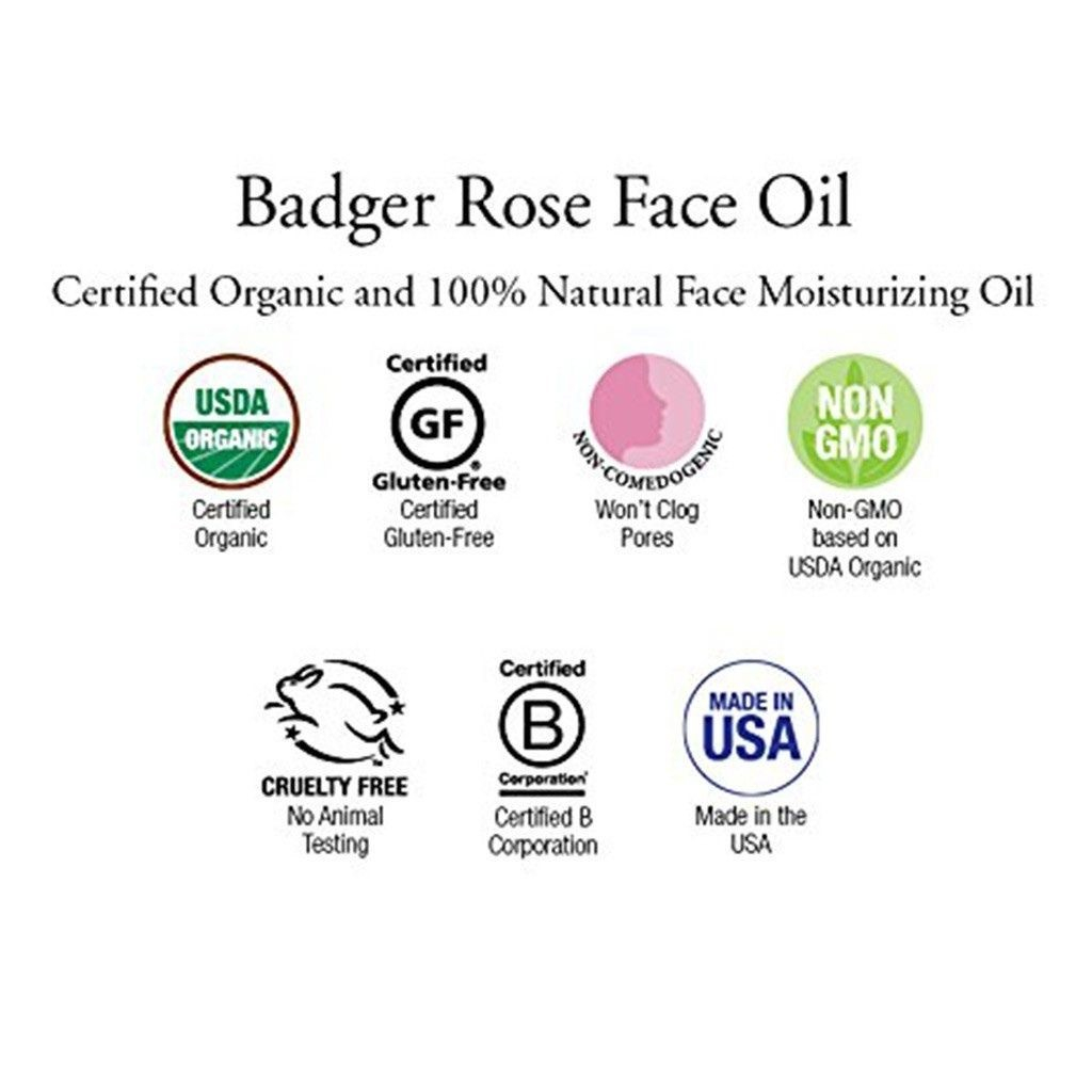 Dầu Dưỡng Hữu Cơ Hoa Hồng USDA Organic Chăm Sóc Da Mặt Khô Lão Hóa Nhập Khẩu Mỹ BADGER Rose Organic Face Oil  29.5ML