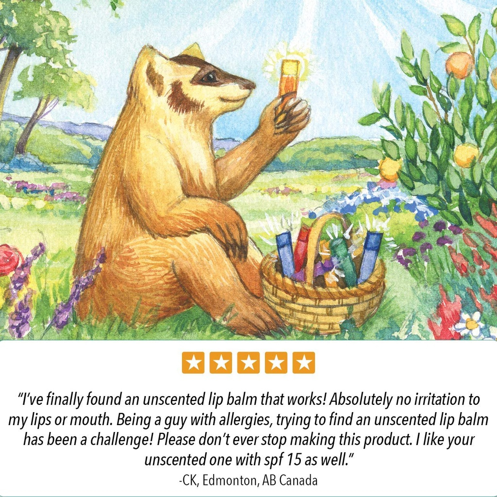 Son Dưỡng Môi Mềm Thiên Nhiên Hữu Cơ USDA Organic Lành Tính Không Màu Không Mùi BADGER - Classic Unscented Lip Balm 4.2g