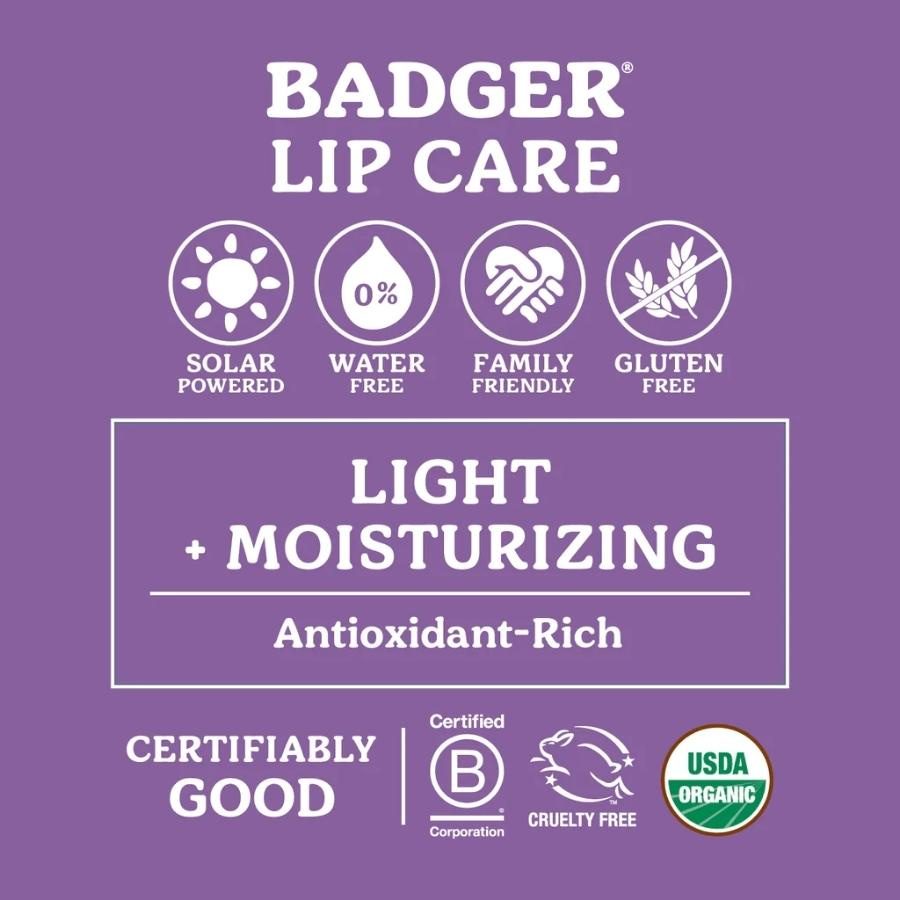 Son Dưỡng Môi Mềm Thiên Nhiên Hữu Cơ USDA Organic Lành Tính Không Màu Không Mùi BADGER - Classic Unscented Lip Balm 4.2g